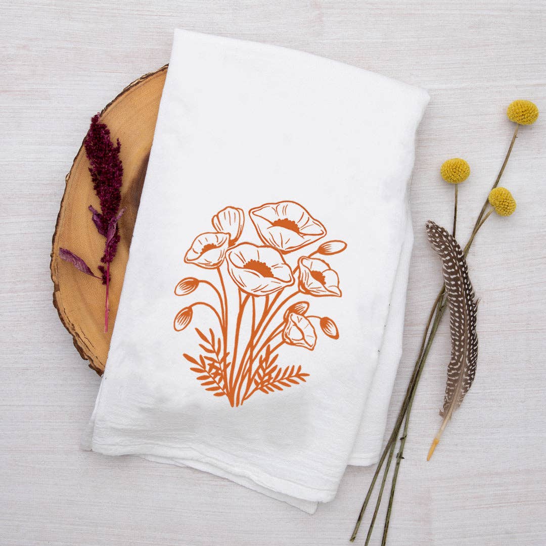 California Poppy Tea Towel | Screen Printed | Made in USA