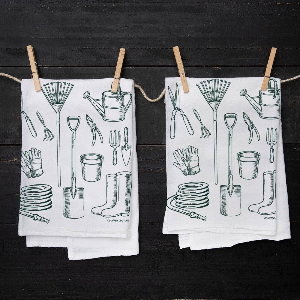 Gardening Tools Tea Towel | Screen Printed | Made in USA