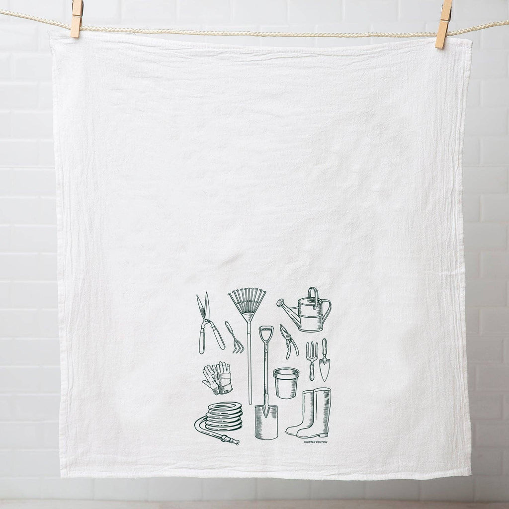 Gardening Tools Tea Towel | Screen Printed | Made in USA