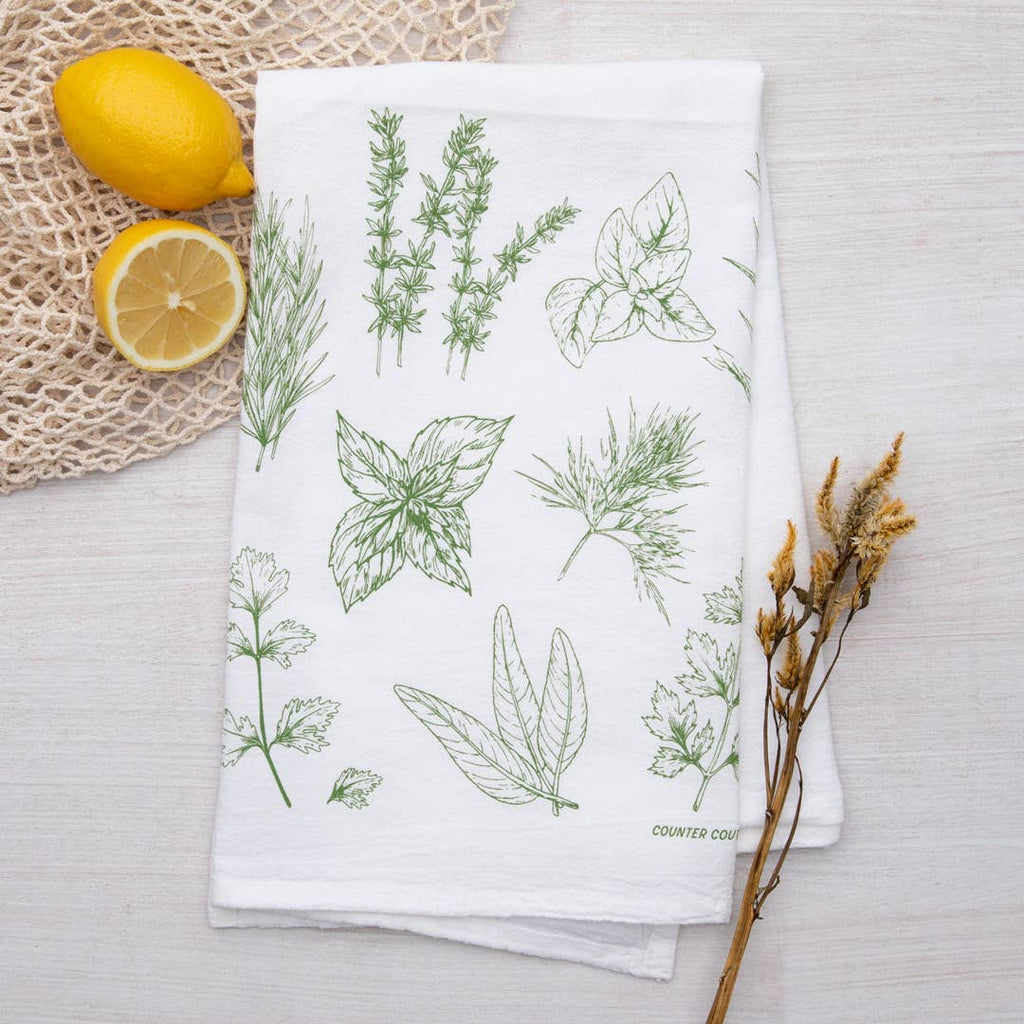 Herbs Tea Towel | Screen Printed | Made in USA