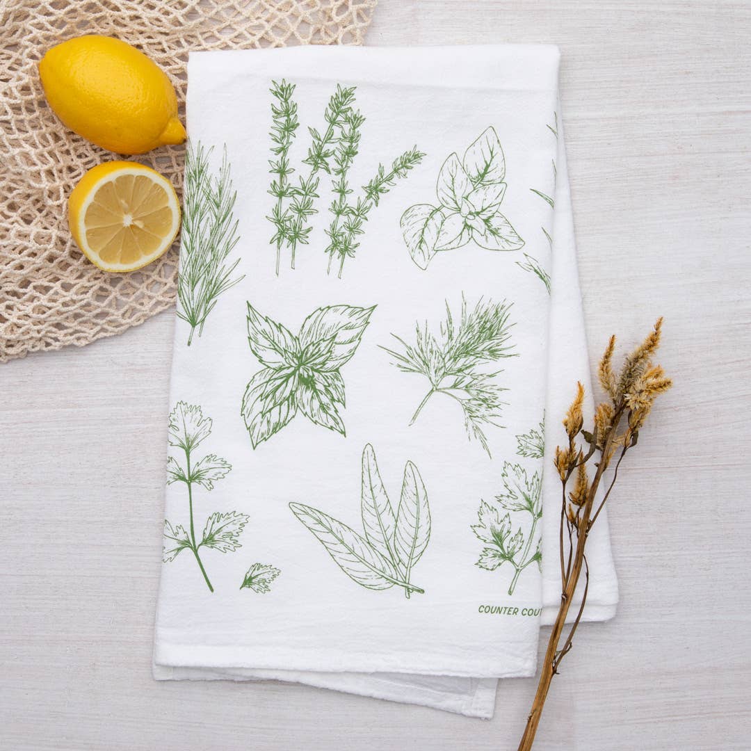 Herbs Tea Towel | Screen Printed | Made in USA