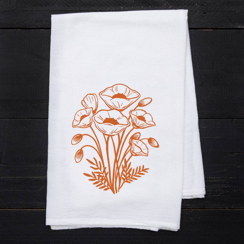 California Poppy Tea Towel | Screen Printed | Made in USA