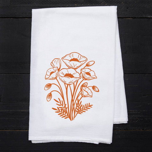 California Poppy Tea Towel | Screen Printed | Made in USA