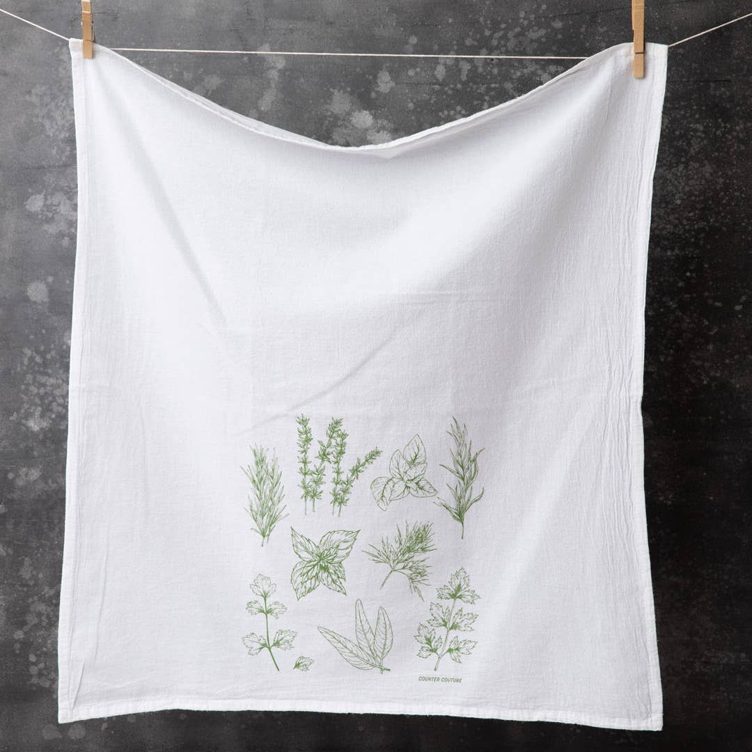 Herbs Tea Towel | Screen Printed | Made in USA