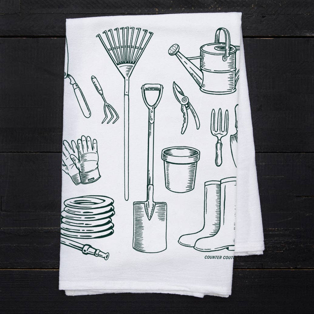 Gardening Tools Tea Towel | Screen Printed | Made in USA