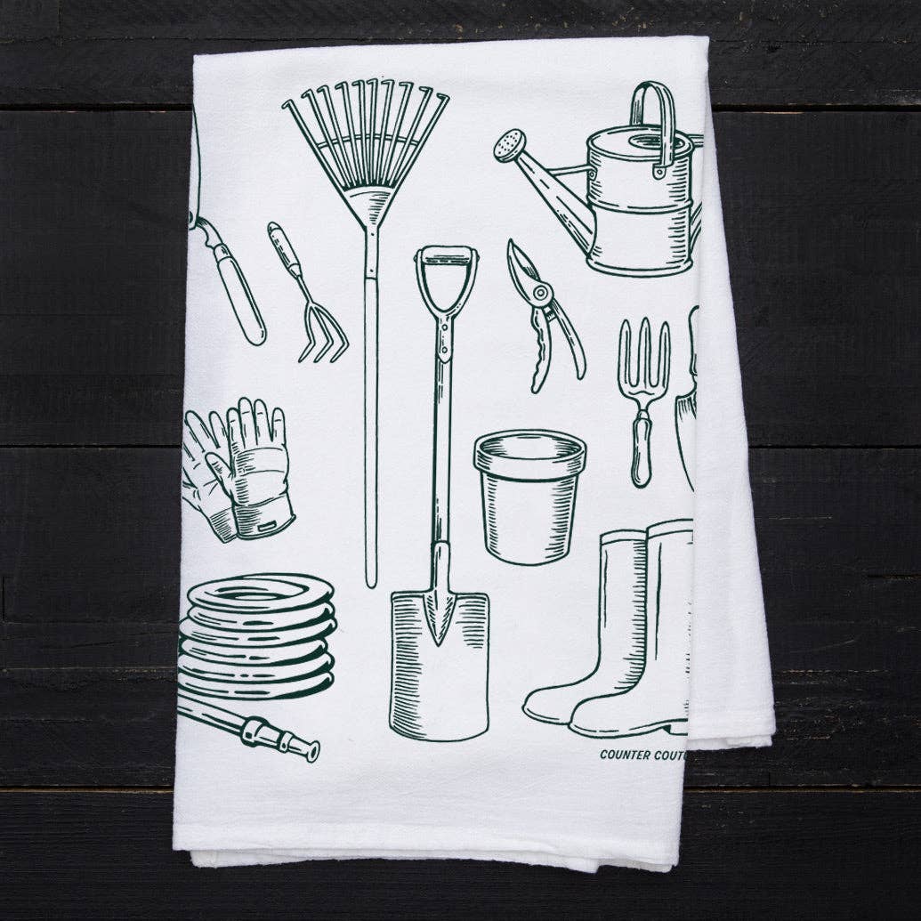 Gardening Tools Tea Towel | Screen Printed | Made in USA