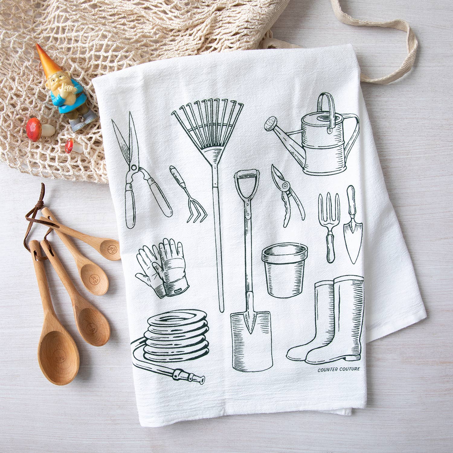 Gardening Tools Tea Towel | Screen Printed | Made in USA