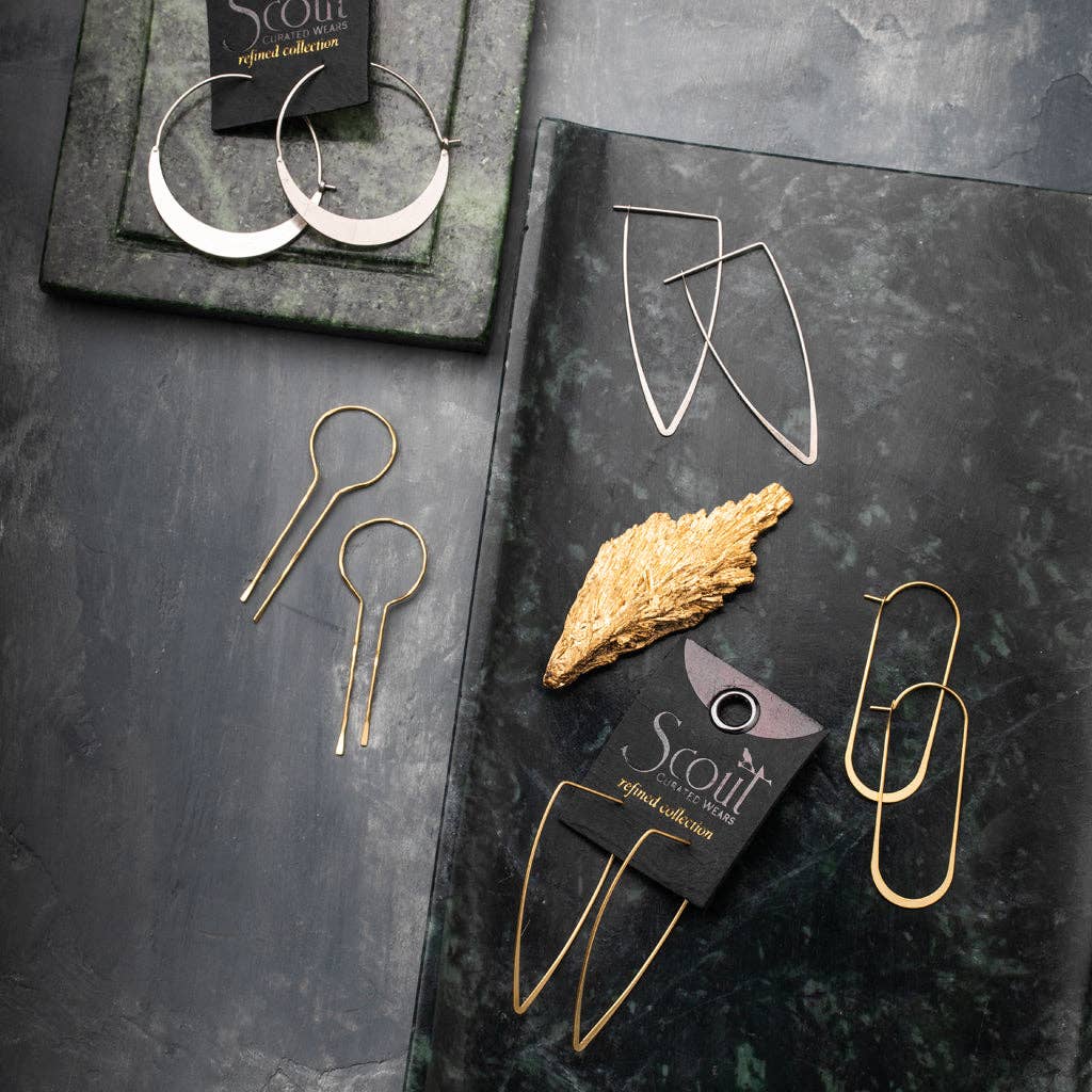 Refined Earring Collection - Crescent Hoop/Silver