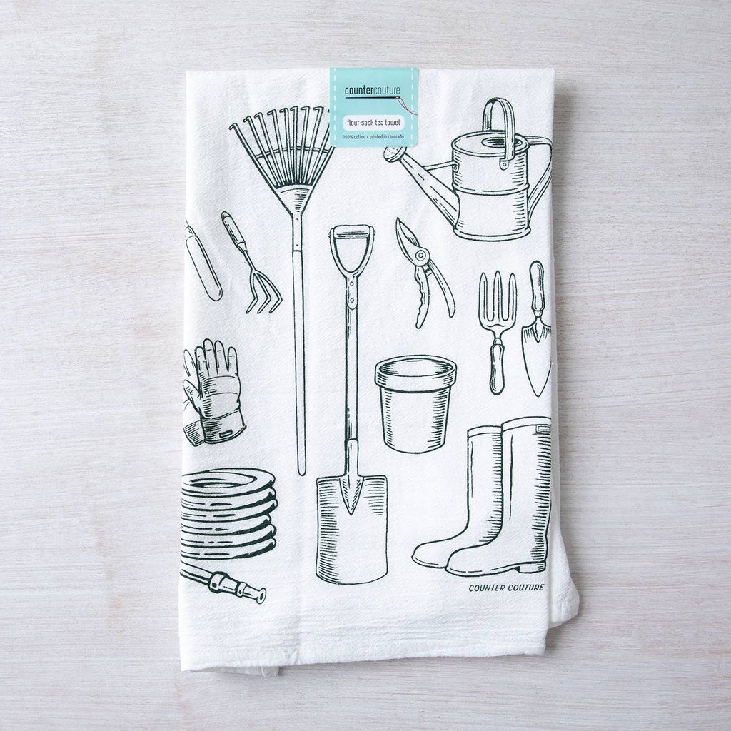 Gardening Tools Tea Towel | Screen Printed | Made in USA