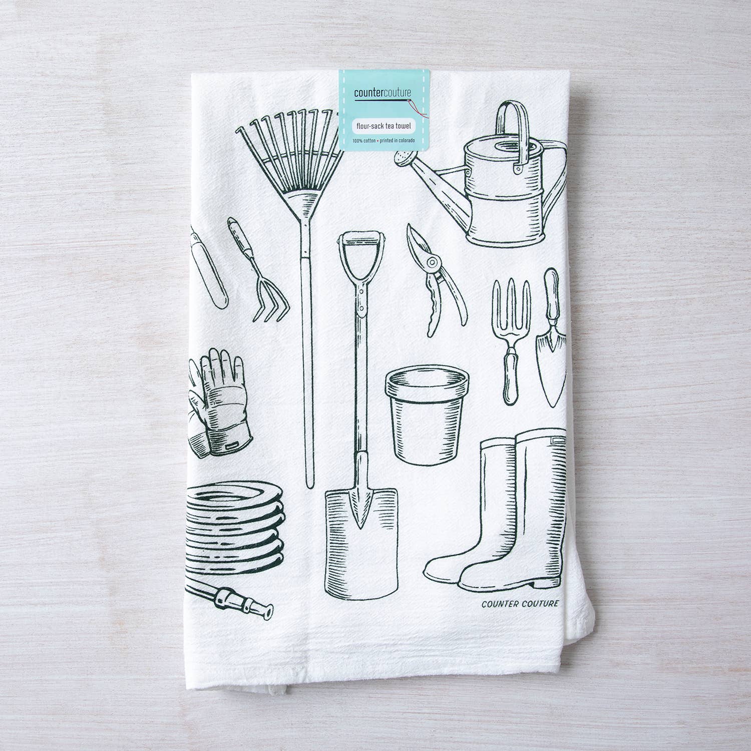 Gardening Tools Tea Towel | Screen Printed | Made in USA
